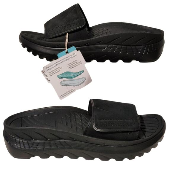 Vionic Shoes - Vionic Rejuvenate Adjustable Slide Sandals Black Orthotic Recovery Womens 9M